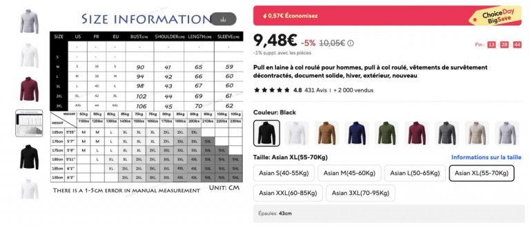 The Chinese Size Guide on AliExpress