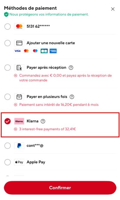 Pagamento parcelado com Klarna