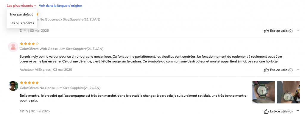 Classifique por avaliações recentes