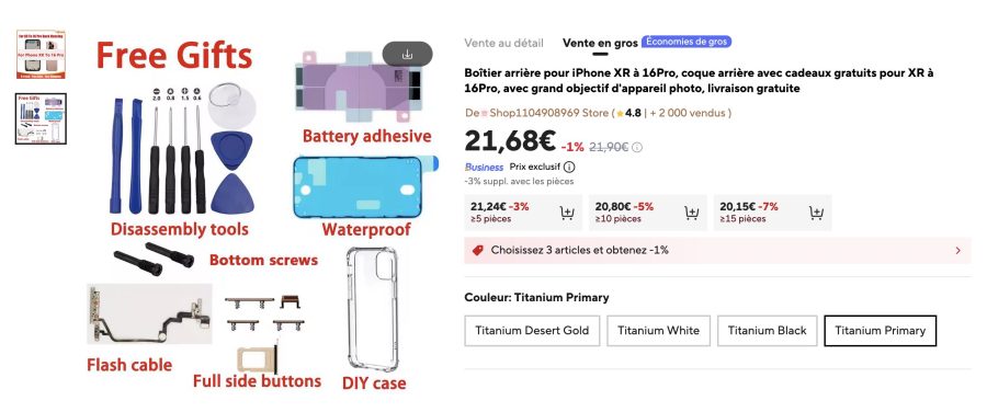 Le kit Aliexpress pour transformer un iPhone XR en iPhone 16