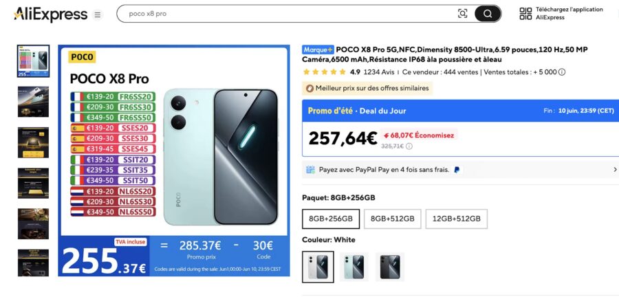 POCO X8 Pro 5G sur Aliexpress