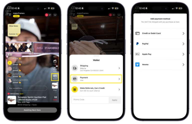Ajouter un mode de paiement sur whatnot